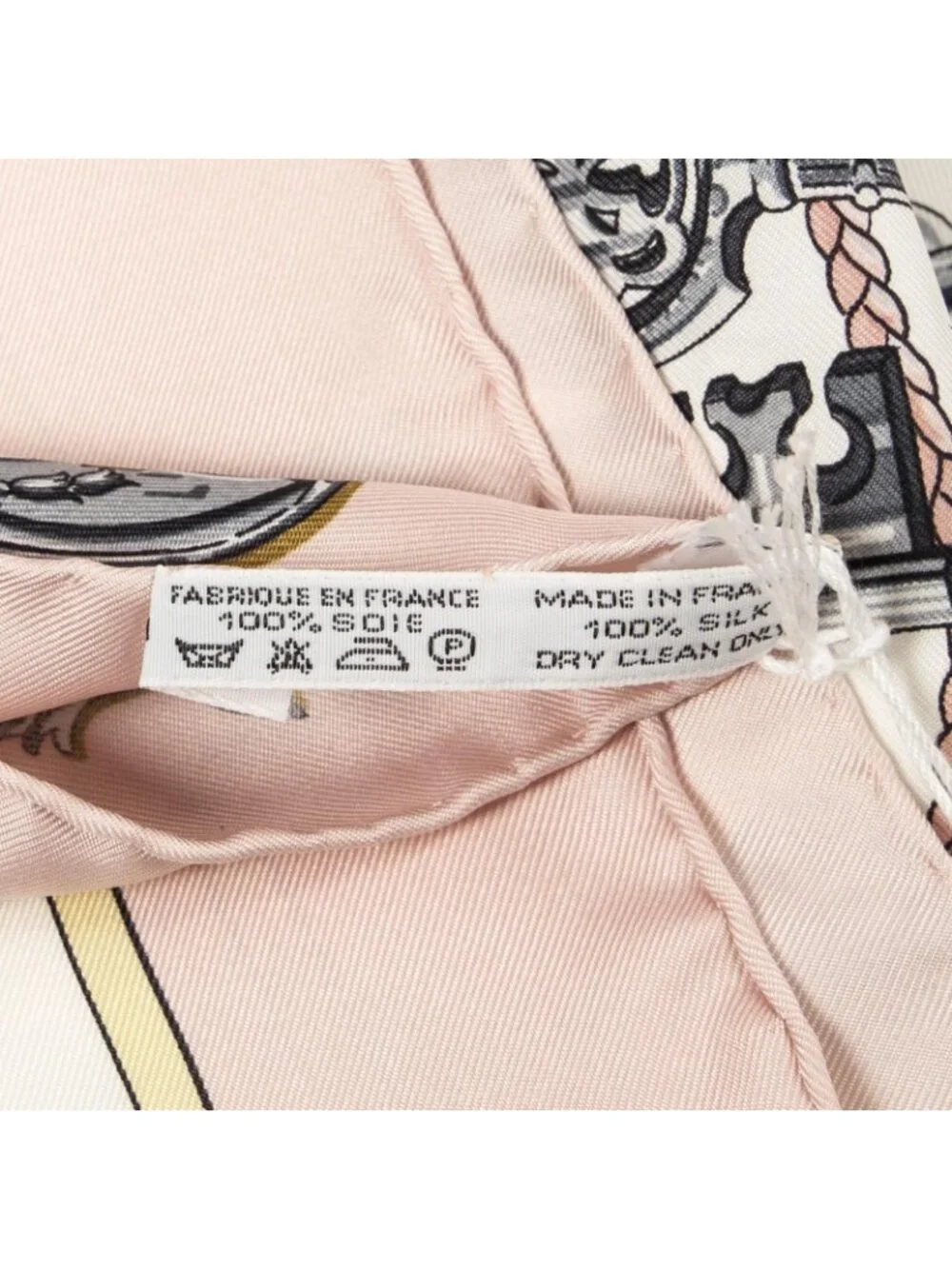 ★SOLD★ Hermes Scarf Light Pink Ivory Gray Silk - Picture 5 of 5